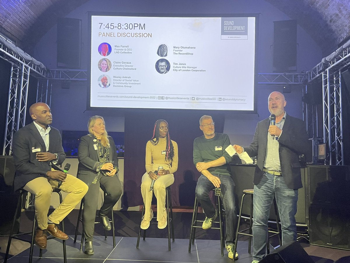 MaxwellFarrell's tweet image. Incredible night! #SoundDevelopment on social value of music &amp;amp; culture in built environment. 

Brilliant live performances and panel who are making a difference. We need more events like this, should be starting point for #placemaking &amp;amp; cohesive communities. 

📸 @Miss_Toppin