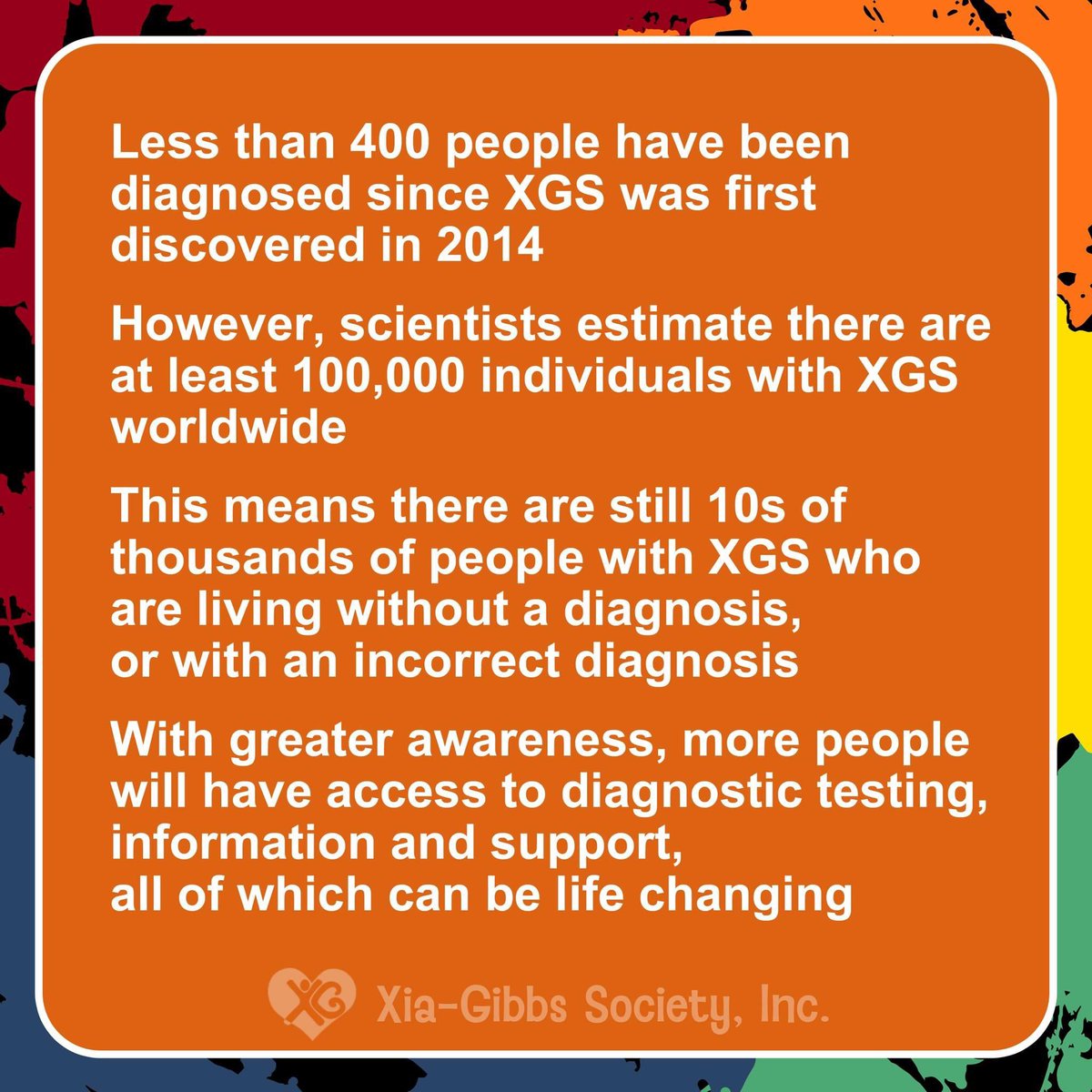 XGSociety's tweet photo. How Rare is Xia-Gibbs Syndrome?
#XGSFacts #XiaGibbs
#XiaGibbsAwareness
Donate at https://t.co/z5wqjIL33y to support our mission! https://t.co/yrCMgth38p