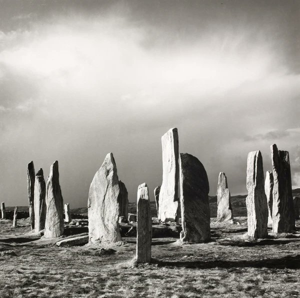 Callanish after hailstorm, Isle of Lewis, Outer Hebrides, Scotland, by UK landscape photographer Fay Godwin (1931-2005) #WomensArt