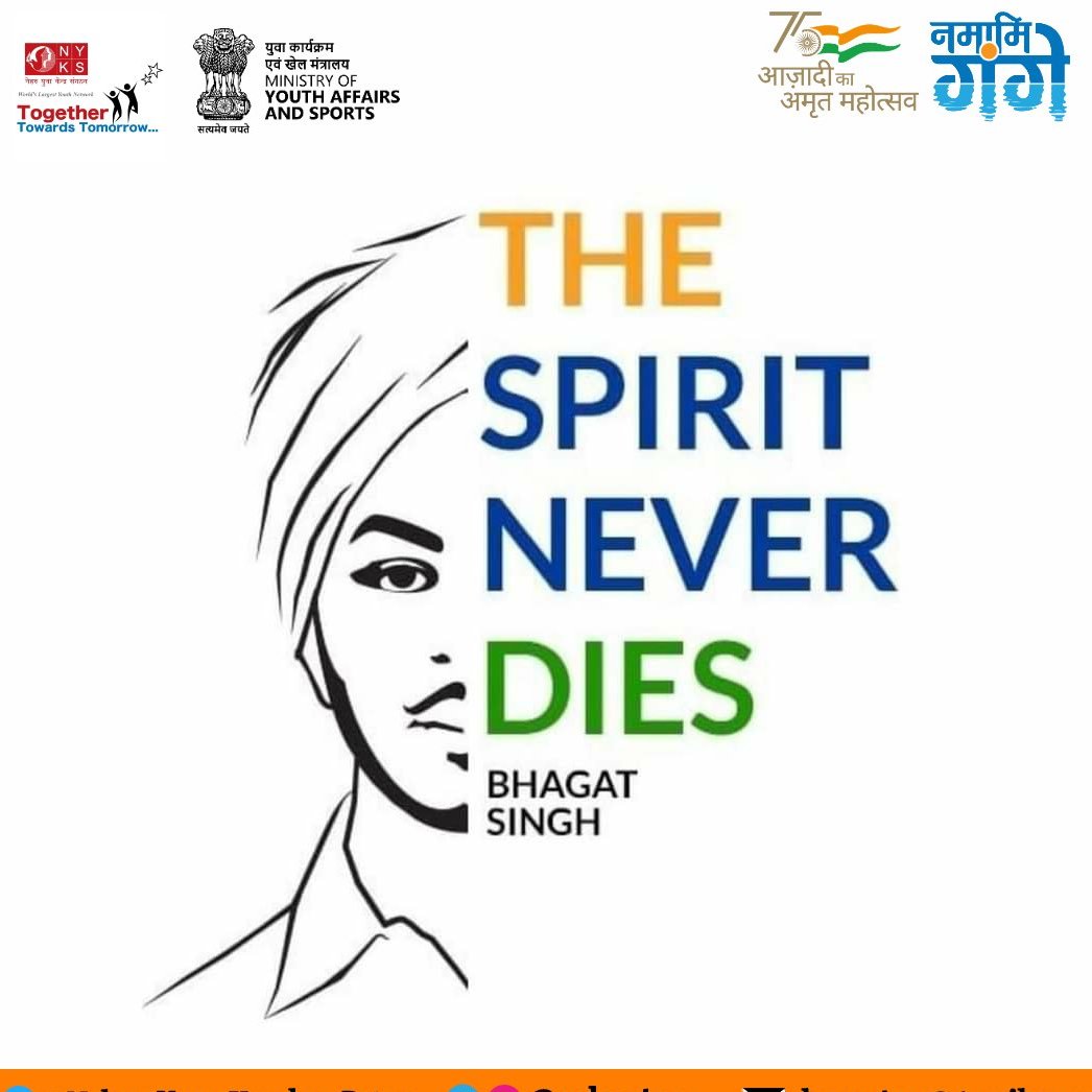 Paying tribute to legendary #BhagatSingh on his birthday! #bhagatsinghjayanti2022 🙏
#Hero #of #Our #Nation♥️💐 
@ianuragthakur @Anurag_Office
 @NisithPramanik @NisithOffice @pankajsinghips
 @YASMinistry @pibyas @nyksindia @cleanganga