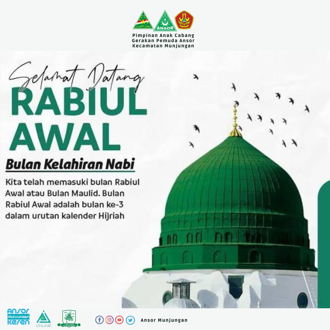 AMunjungan's tweet photo. Selamat datang bulan Rabiul Awal
Bulan kelahiran Nabi Muhammad Salallahu alaihi wassalam, 
"Termasuk keringnya hati adalah ketika memasuki bulan Rabiul Awal akan tetapi tidak merayakan kelahiran Nabi Muhammad SAW, sedangkan ia merayakan kelahirannya sendiri dan anaknya." https://t.co/OffMshbPRs