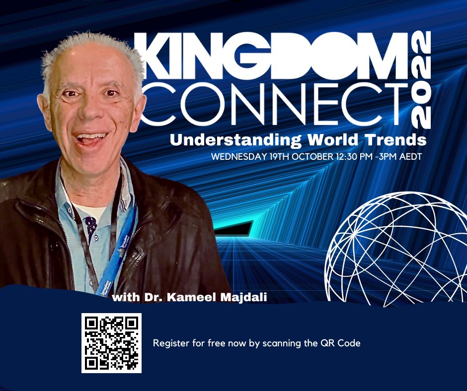 Kingdom Connect 3 Weeks to Go - mailchi.mp/66fc4e737d01/k… 
Join us, as Dr Kameel Majdali delivers a powerful bible-based insight in ‘’Understanding World Trends”. A great tool for church leaders &amp; pastors. Q &amp; A follows right after. (Afternoon Tea provided)