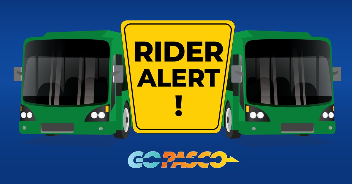 PascoExt's tweet photo. RIDER ALERT!  @RideGOPASCO will stop service at 10 a.m. today through Thursday, 09/29.  This includes service to hurricane evacuation shelters.  For more information, visit https://t.co/ypxxM9HHDH #HurricaneIan #PascoCounty https://t.co/xpoNVZzKP0