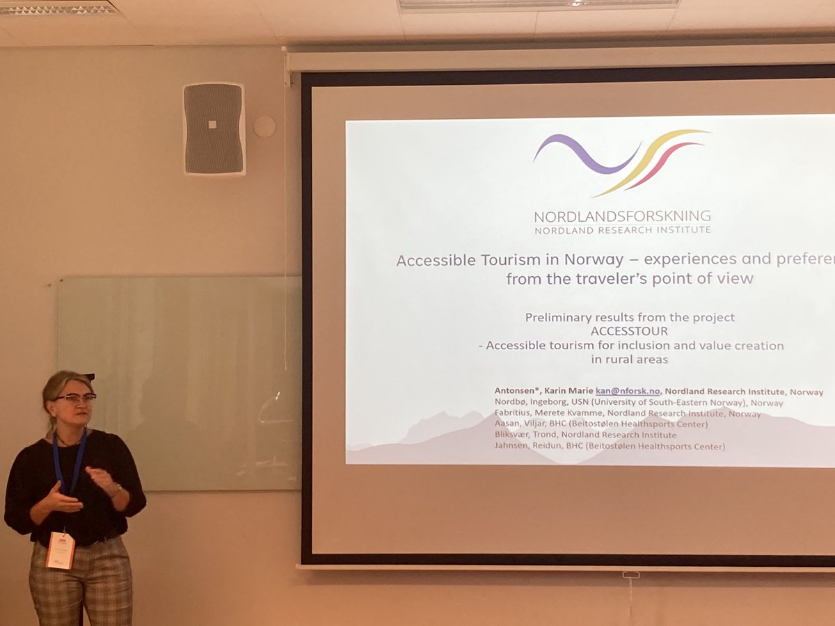 OlsenJulia's tweet photo. A colleague of mine @Karinantonsen @Nforsk presents preliminary results from #Accesstour (Accessible tourism for inclusion) #nordictourismsymposium
There is a need to
📝Map accessibility
📐 Make adjustments
ℹ️ Deliver sufficient information
@forskningsradet @KBri10us https://t.co/R0JEzIXINs