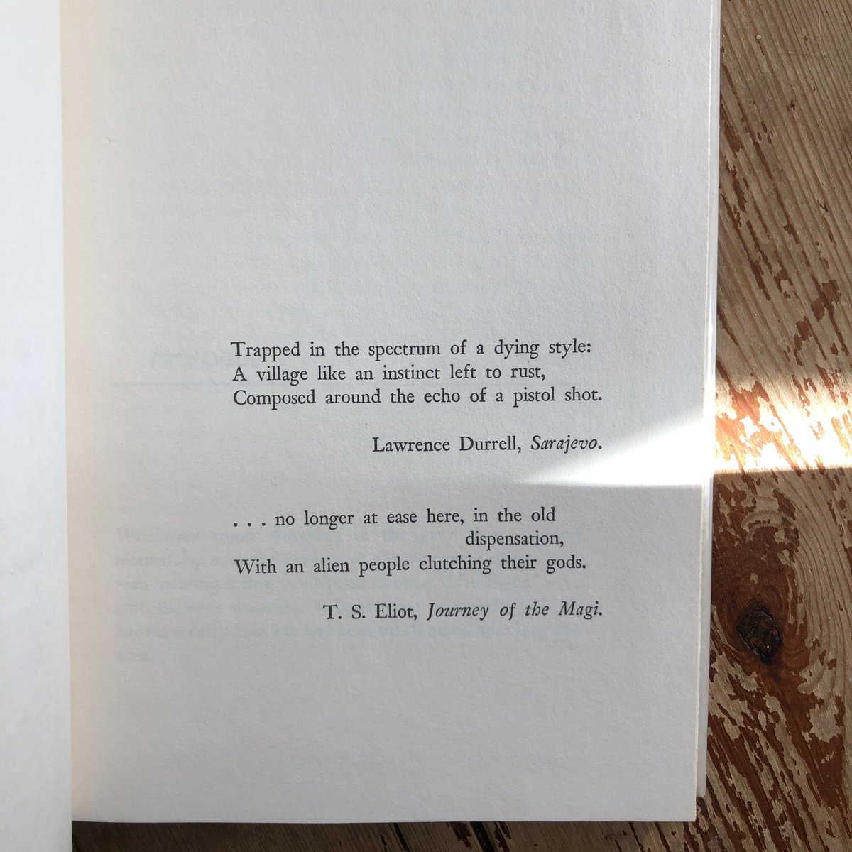 KulchurK's tweet photo. Heady epigraphs. Way to start a book!
#lawrencedurrell #tseliot #mjohnharrison https://t.co/sR0plthJSV