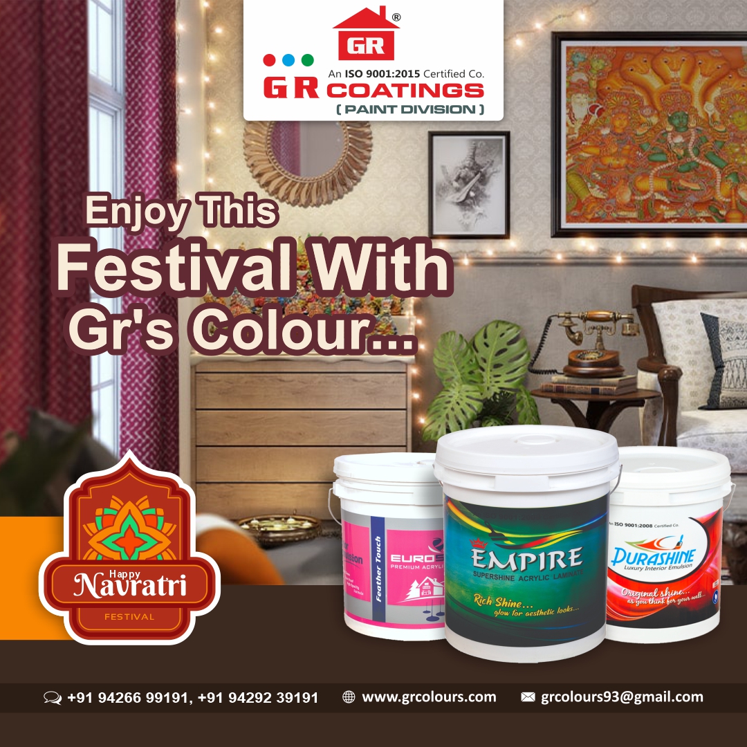 grcoating's tweet photo. Enjoy this festival with gr colors  🤩

For Any inquiry call us on :- +91 9429239191

#grcoating #colorfullwalls  #perfectcolor #homepaint #wallcolor #painting #homecolor #europlus #euroshine #aquaex #waterproof #navratri  #festival #enjoyday https://t.co/JGDpPNznY9