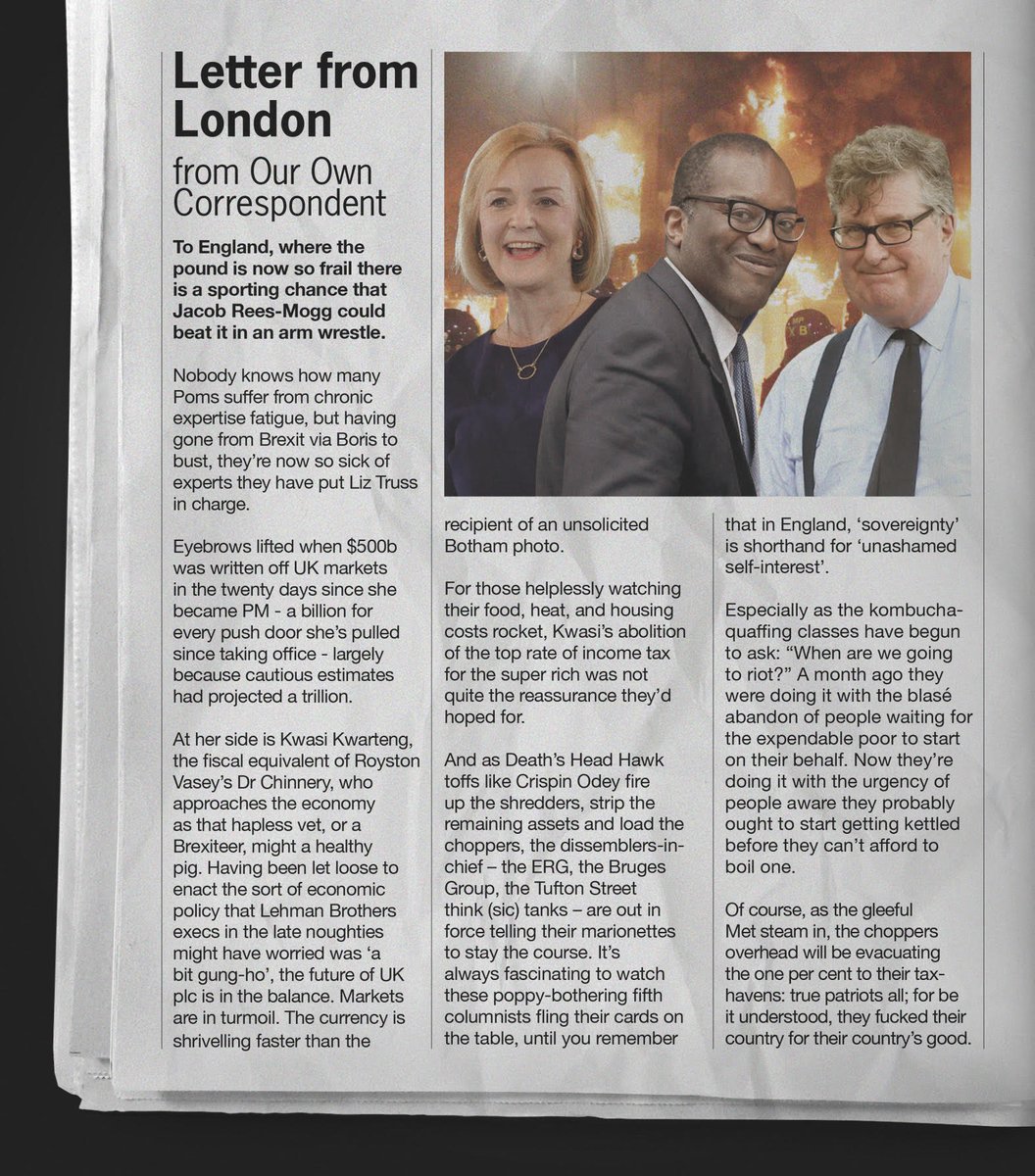 mrhenrymorris's tweet photo. The Papua New Guinea Courier's London correspondent reflects on Kwasi and Liz's mini budget. https://t.co/AFMNwkd5oN