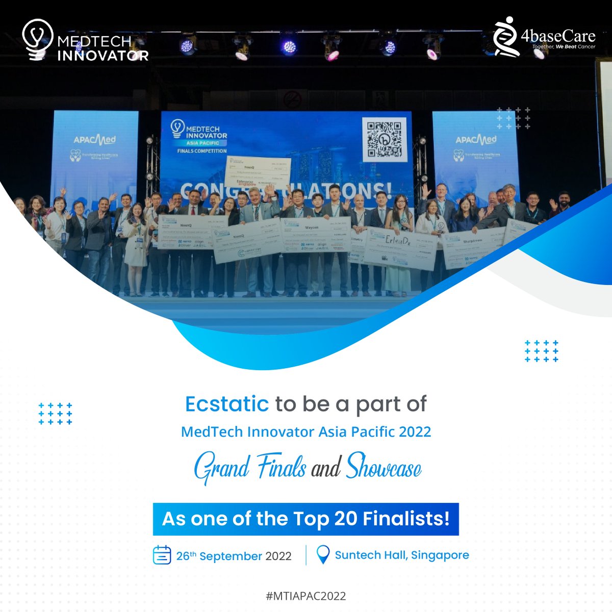 4baseCare's tweet photo. 4baseCare is excited and thrilled for achieving another historical moment by winning a spot as one of the top 20 finalists in the MedTech Innovator Asia Pacific 2022 Grand Finals and Showcase.
LINK:https://t.co/Y0xisgInaH
Here is a glimpse into the event.
#MedTechInnovatorAPAC https://t.co/eNdYIjie5q