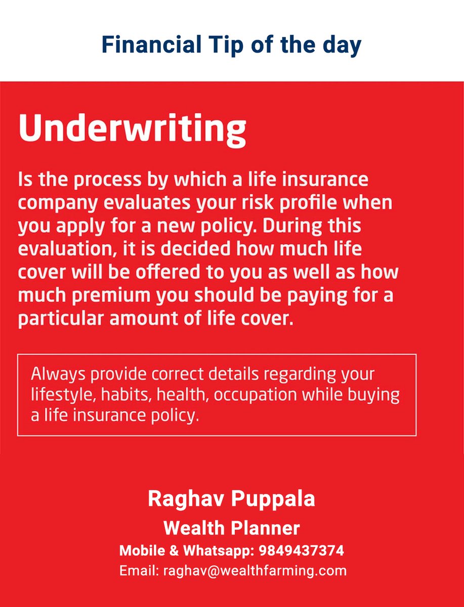 NAdsxcell's tweet image. Financial tip of the day
#financialtipoftheday #underwriting #wealthplanner