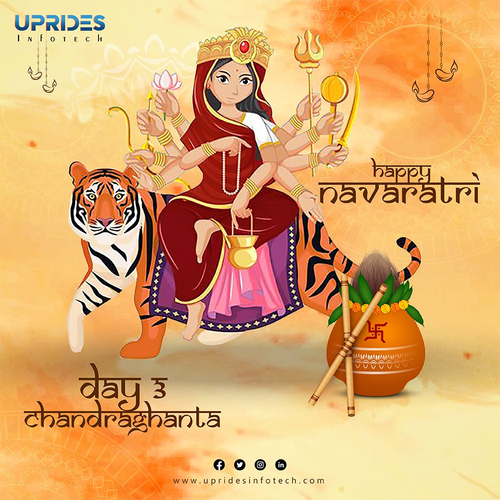 upridesinfotech's tweet photo. #UpridesInfotech #wishing you all a #Happy 3rd Day of #Navaratri. Third day is #dedicated to #MaaChandraghanta.
May #GoddessChandraghanta #bless us All - #HappyNavratri
#happyNavaratri #JaiMataDi #maadurga #Navratra #GoddessDurga #Navaratri2022 #DeviChandraghanta #DurgaMaa https://t.co/byKE8QVTmx