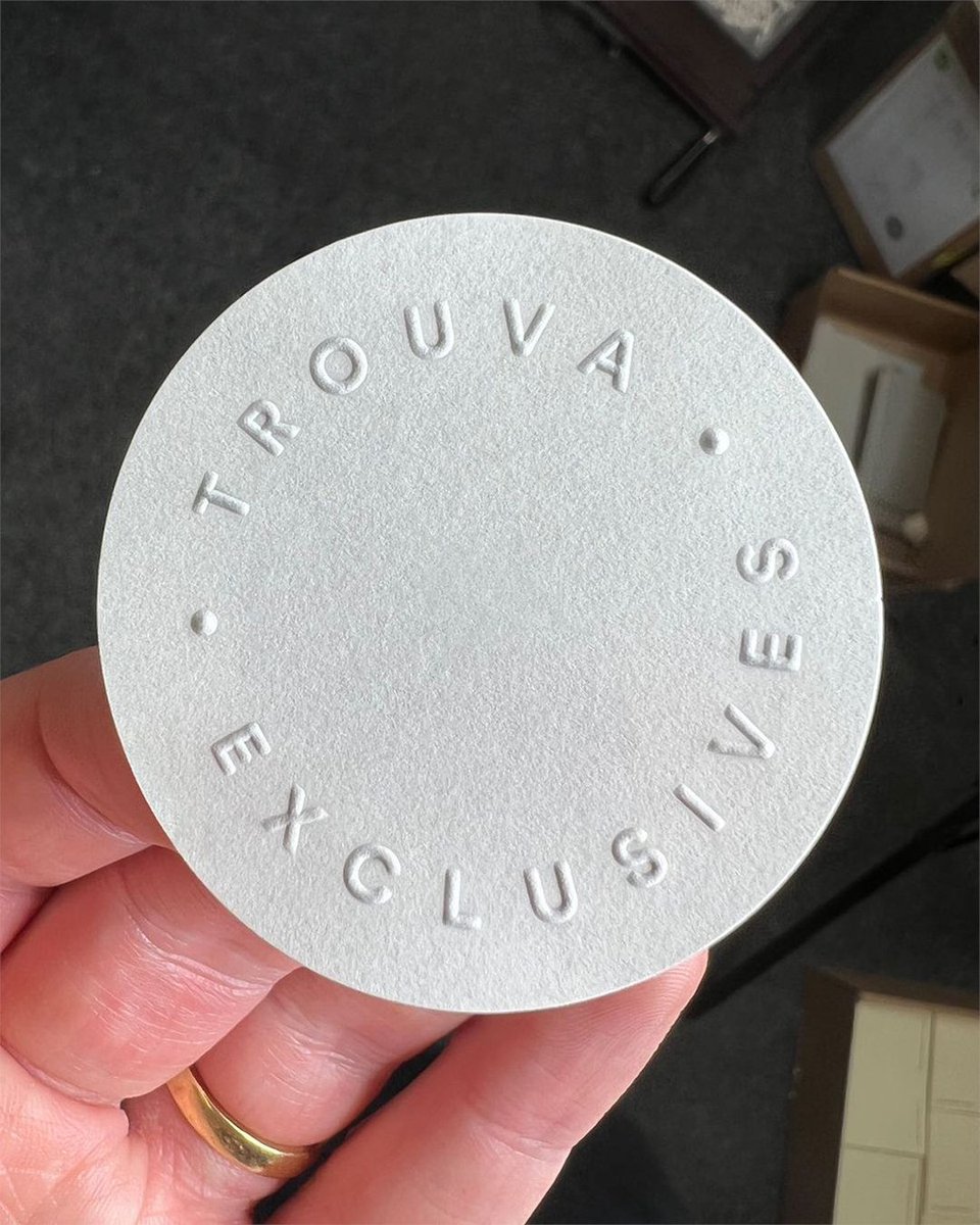 colorplanpapers's tweet image. A blind emboss on #ColorplanLabels Natural for @wearetrouva, produced by @JotPaperCo.