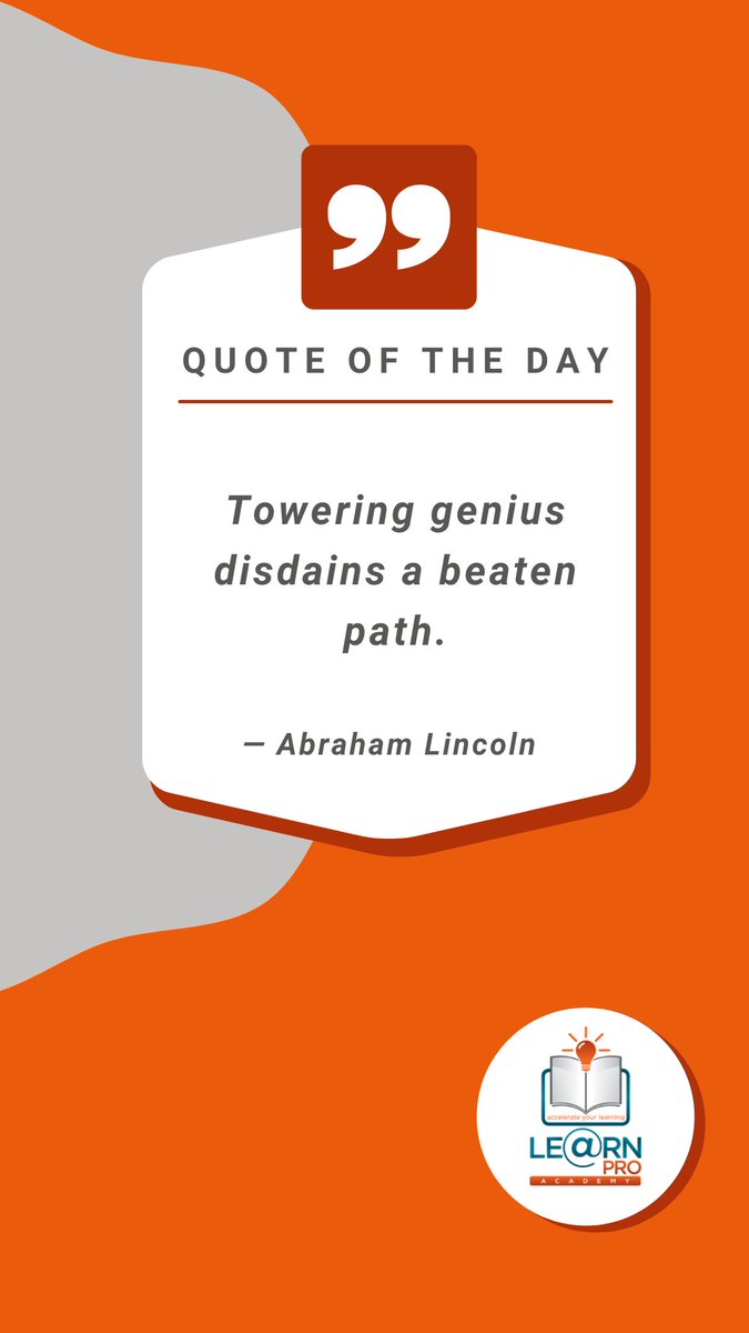 learnproacademy's tweet image. Steve Jobs, Jeff Bezos, Elon Musk, Oprah Winfrey - they all followed the road less traveled . . . 

#AbrahamLincoln
#EduQuote
#LearnPro
#LearnProAcademy