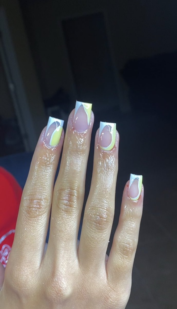 NailTechKayla's tweet photo. Abstract on top of french tips 🤍💛 https://t.co/PZueMOqRC8