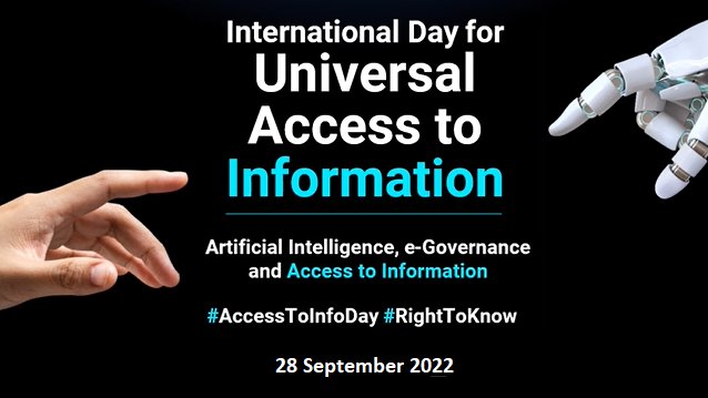 International Day for Universal #AccessToInformation, 28 September - raises awareness of the right to seek &amp; receive information as an integral part of the right to freedom of expression and as a key to sustainable development bit.ly/3BQzRM3 #AccessToInfoDay #RightToKnow