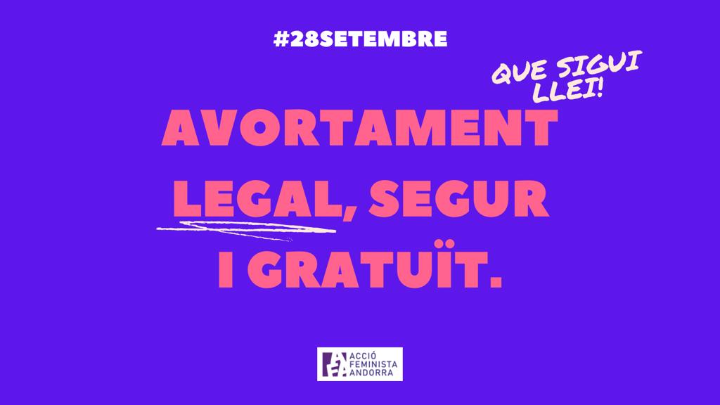 FeministesAnd's tweet photo. RES NO CANVIA🤷‍♀️
Per això aquest any hem decidit agafar el mateix comunicat que l'any passat i... sorpresa! Segueix vigent, no ha caducat! 
Ho tornem a repetir (i no ens cansarem de fer-ho): l'avortament legal, segur i gratuït
#28Setembre #Avortament #Andorra #QueSiguiLlei #Dones https://t.co/dLXliz6k2H