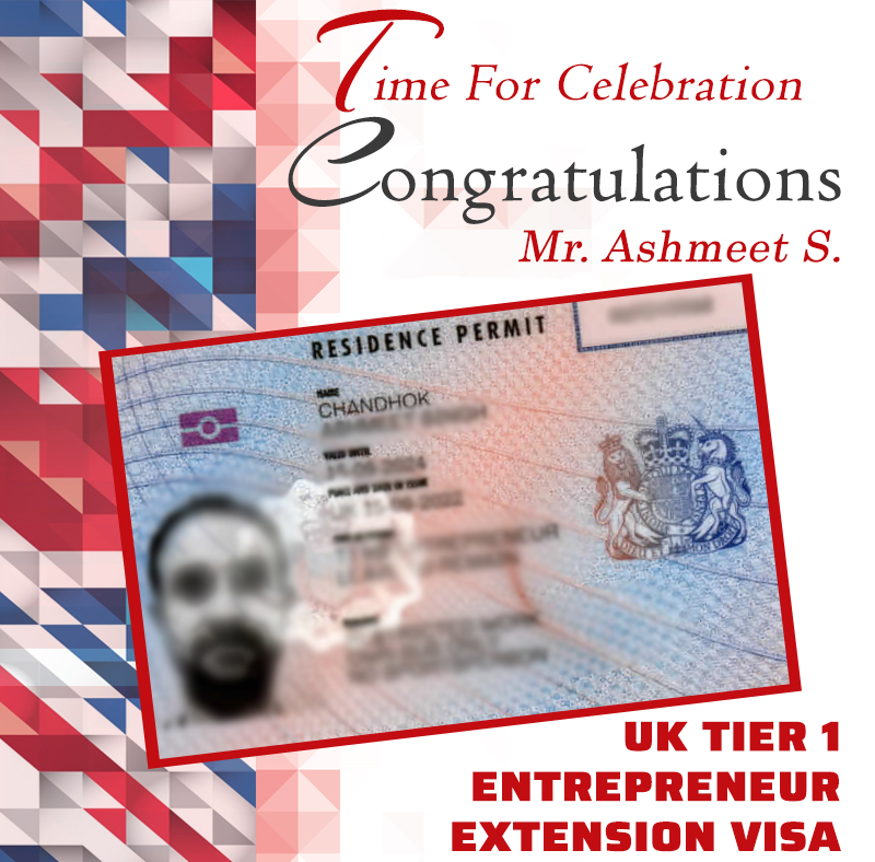 Heartiest Congratulations to Mr. Ashmeet S. for getting the #UKTier1EntrepreneurExtensionVisa successful. 

We strive every day to make sure you get one step closer to your goal. 🎉
.
.
#TheSmartMove2UK #ClientReviews #UKTierEntrepreneurVisa #ImmigrationExpert