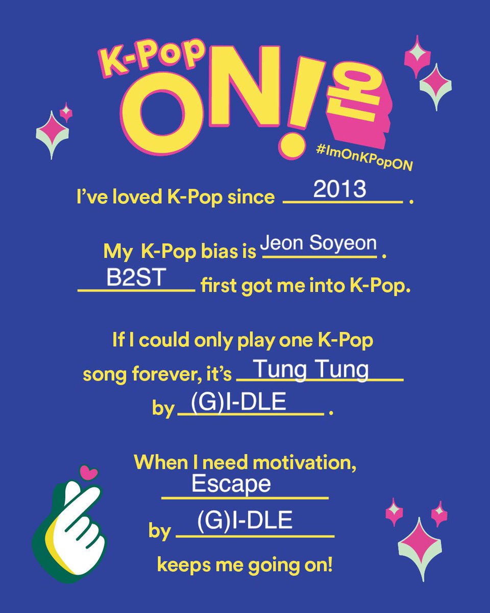 i_dleph's tweet photo. Looking back on my journey, B2ST brought me to KPop &amp; GIDLE made me come back &amp; stay 🥰

Patingin naman ng kwentong KPop mo, fill in this sharecard from @SpotifyKpop or @Spotify_PH &amp; share it to us!

K-Pop ON! on Spotify:
🎧https://t.co/FT7TjPRWwM

#ImOnKPopON
#WorkingWithSpotify https://t.co/0JCEXXaz6T