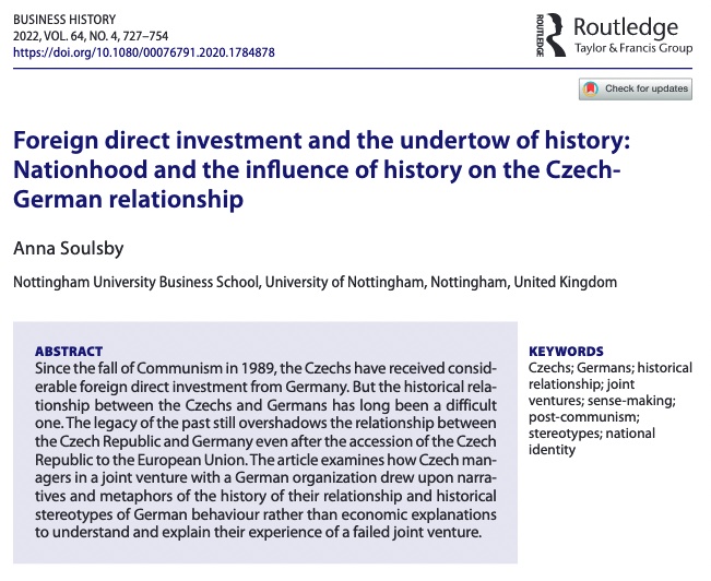 BH__journal's tweet photo. Anna Soulsby @NottmUniBschool examines how Czech #managers made sense of a failed #jointventure with German #MNE based on their constructed perception of historically uneven national relationships.
Read more here https://t.co/YjwUUdSxh8
#BH6442022 #bizhis #ethics #postcommunism https://t.co/JAvbgoZHYQ