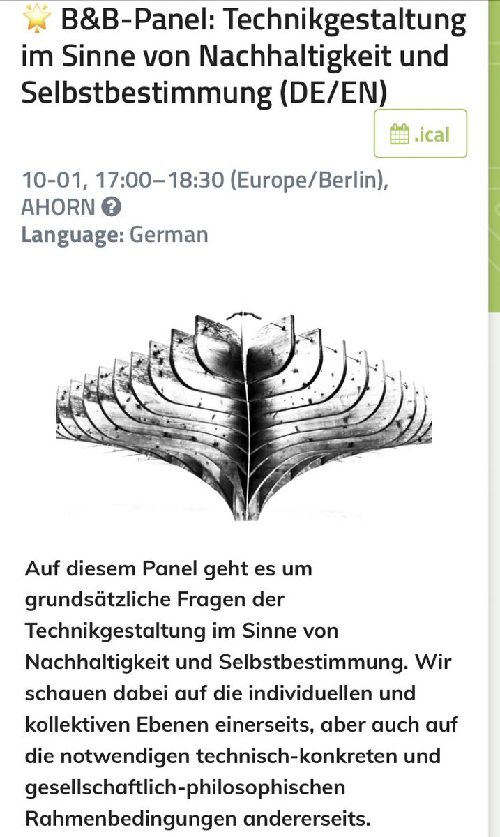 Am Samstag spreche ich auf der @bitsundbaeume Konferenz (+livestream) mit Constanze Kurz @ccc, @privacyDE, Melanie Jaeger-Erben & @Rainer_Rehak über Technikgestaltung - und welche Perspektive dabei die #Menschenrechte bringen können. 

Freue mich drauf! fahrplan22.bits-und-baeume.org/bitsundbaeume/…