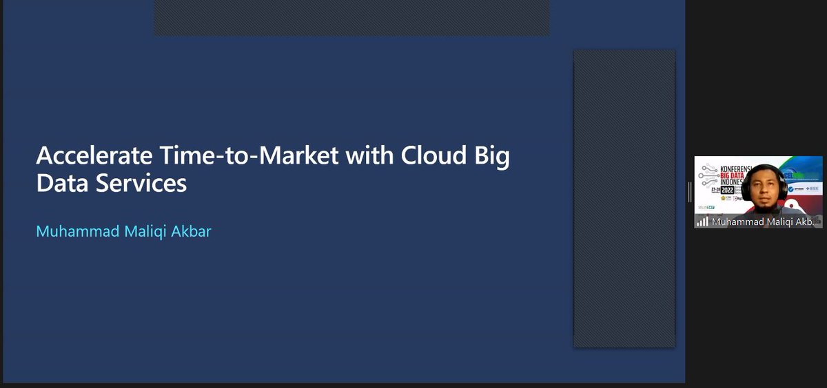 idBigData's tweet photo. Selanjutnya ada Mas Maliqi Akbar dari Microsoft Indonesia yang membahas mengenai " Reduce Time-to-Market with Big Data Cloud Services"

#KonferensiBigDataIndonesia2022 #KBI2022 #idBigdata #BigData https://t.co/2KnHmCixgk