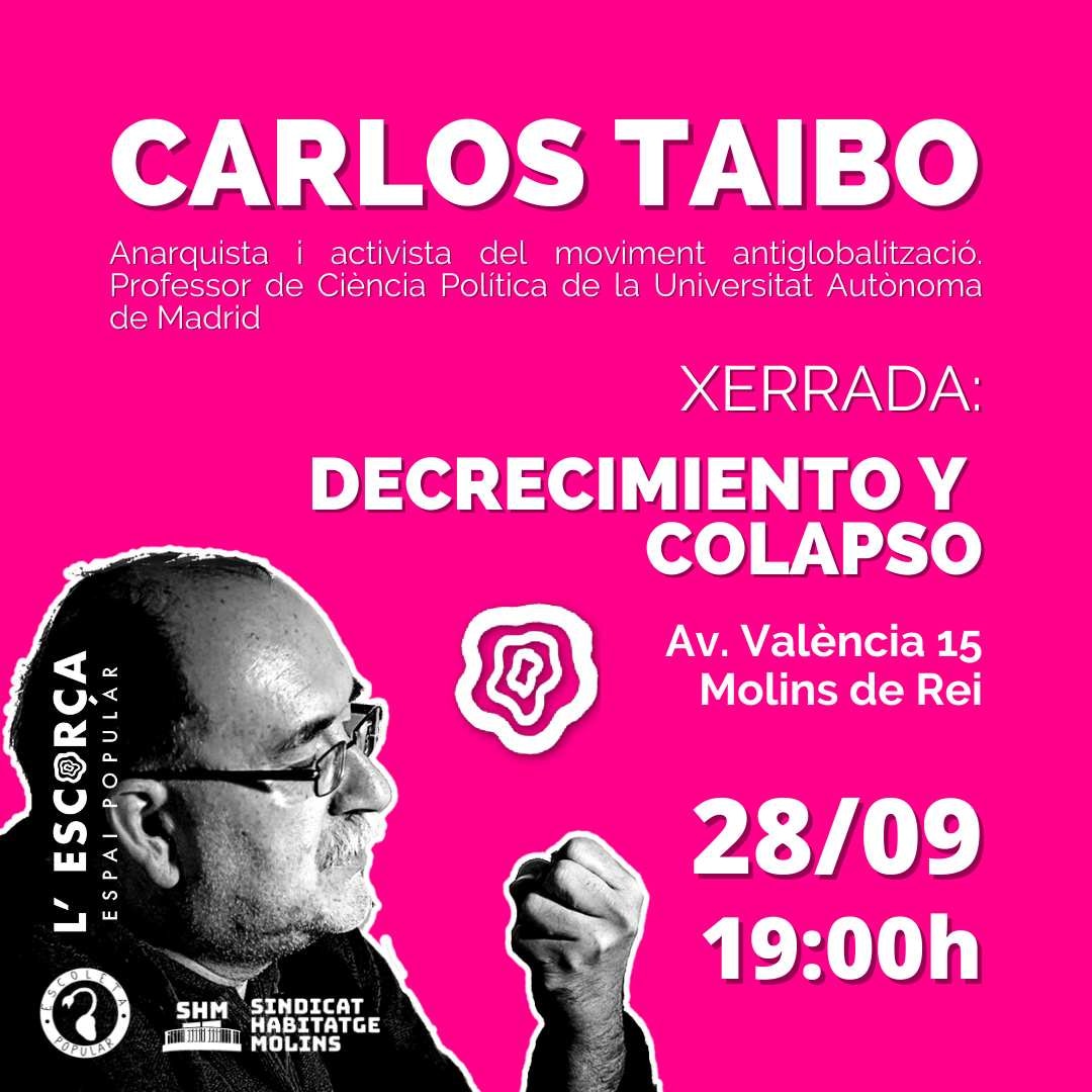 Un altre col·lapse és possible? 

Veniu a la xerrada d'aquesta tarda amb <a href="/carlos_taibo/">Carlos Taibo</a> i entre totes explorem nous móns que ens allunyin del precipici al qual ens empeny el capitalisme.

#FMMolins