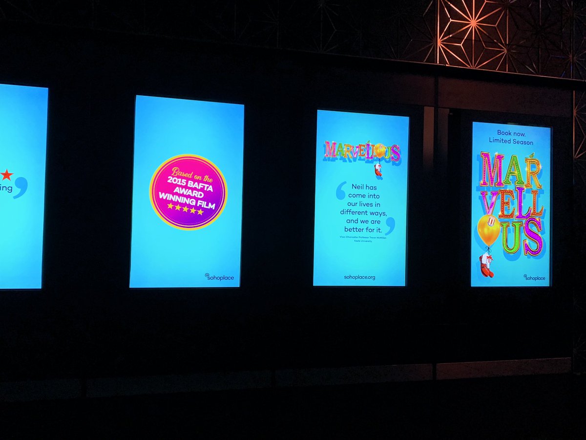 #marvellous up in lights @atsohoplace the visuals really do look amazing.  Looking forward to seeing it here. Amazing work <a href="/NewVicTheatre/">New Vic Theatre</a> <a href="/TheresaHeskins/">Theresa Heskins</a> in the West End.