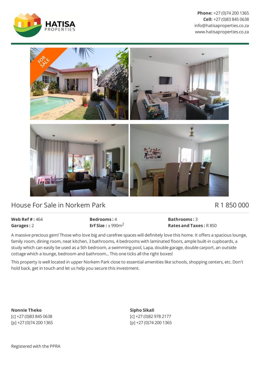Hatisa_'s tweet photo. Modern and spacious! This lovely 4 bedroom house is available for sale in Norkem Park, Kempton Park🏡

https://t.co/5tJ3mExwGH

#Hatisaproperties #Hatisa #Properties #property #Realestate  #realestateagent #rent #landlord #tenant #buy #sell #seller #Norkempark #Kemptonpark https://t.co/4yGbBhKBgj