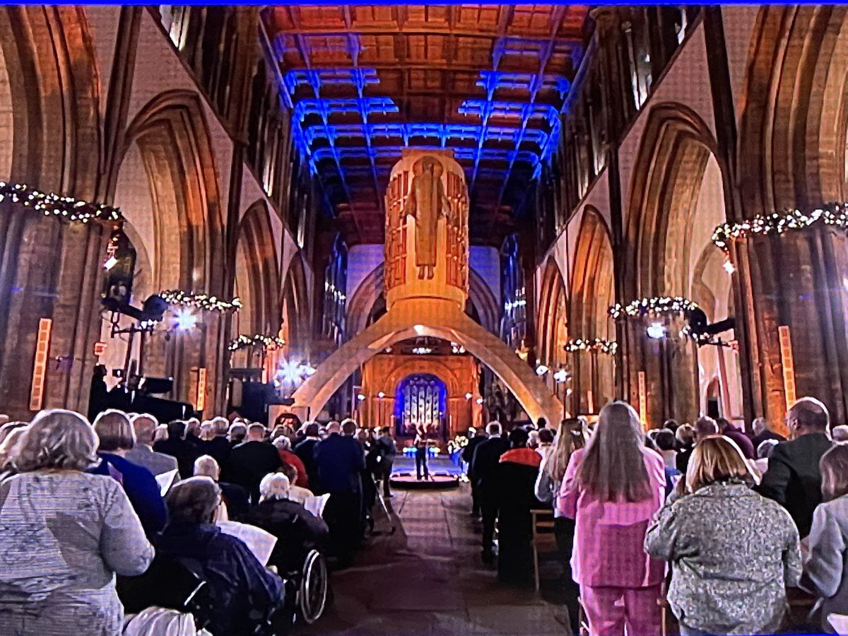 emyrafan's tweet photo. Its Christmas and New Year in Songs of Praise land!. Timely to be recording in Llandaf Cathedral so soon after the King’s visit and great to see the demand for congregational singing stronger than ever. https://t.co/WBJOtvVKO5
