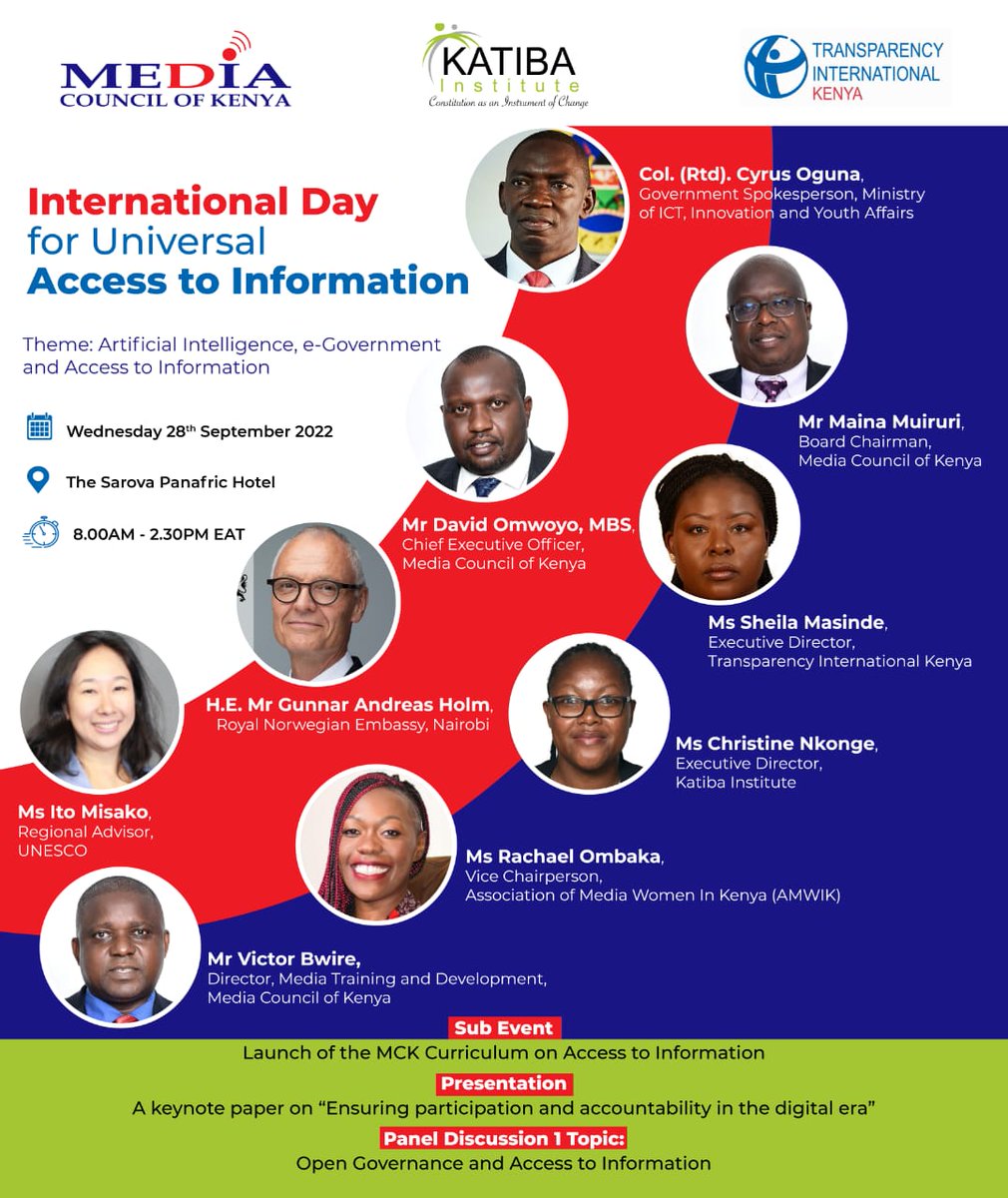 AMWIK's tweet photo. Today is #AccessToInfoDay. We believe that citizens must be able to access information to monitor, keep the government accountable and promote public engagement. #AccessToInformationDay
@Rahel_O  @MediaCouncilK   @TIKenya @katibainstitute @vicbwire  @UnescoEast @MoICTKenya https://t.co/16zEf8ZKck