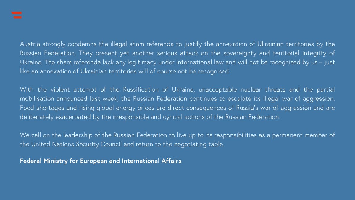 Statement of the Austrian Foreign Ministry on the illegal referenda on Ukrainian territory