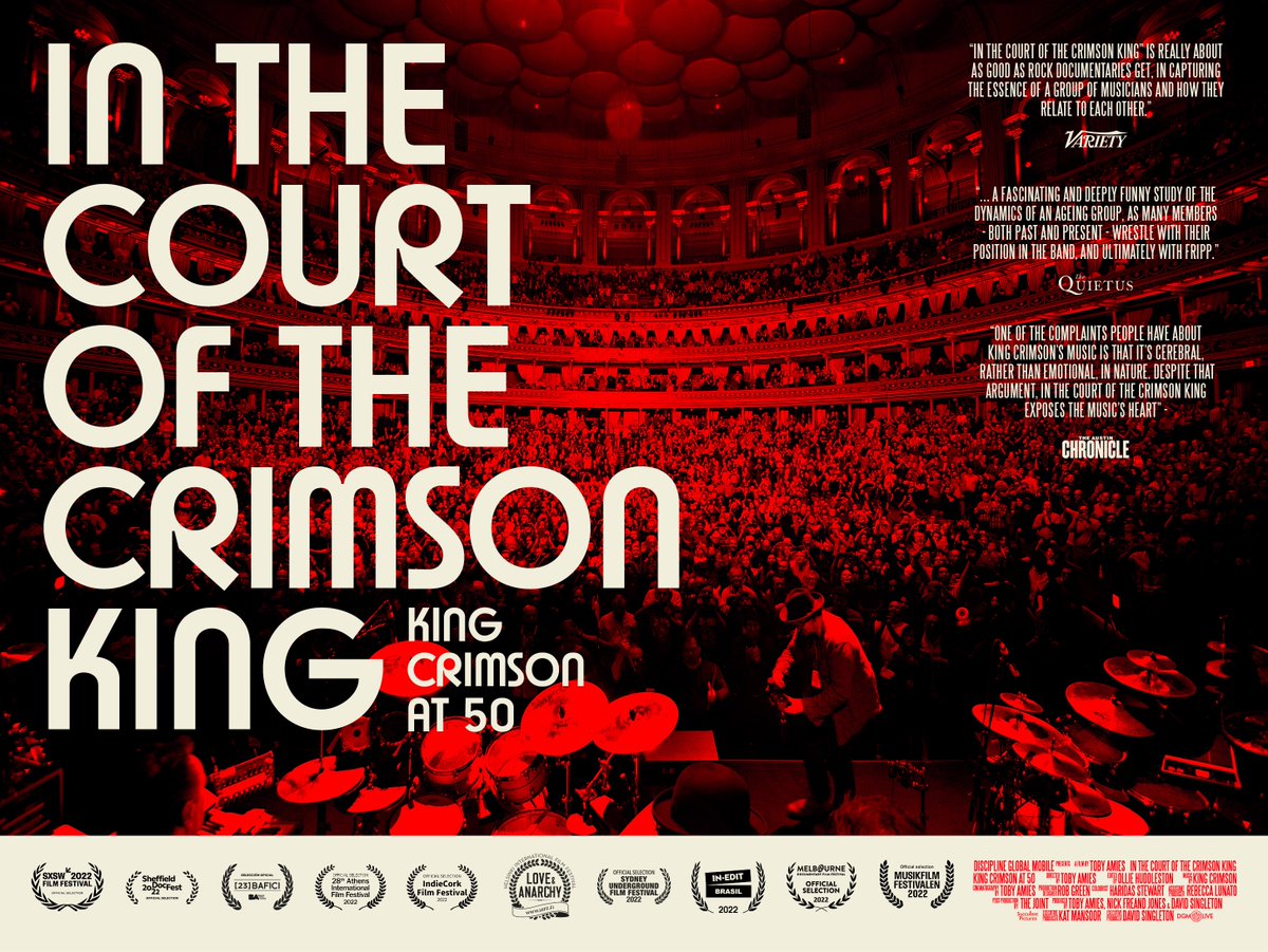 TobyAmies's tweet photo. It's only taken 4 years of ACUTE SUFFERING to make but at last my #KINGCRIMSON film is coming out. In cinemas worldwide for one night only Oct 19th and then available to stream for the weekend of the 22nd of Oct. More details at https://t.co/n5RQiVEop3 Please retweet! https://t.co/Cq07tuJgeg