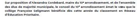 ElieJoussellin's tweet photo. Les 4 voeux déposés ou co-déposés par les élu.e.s @pcfparis10 au #CAParis10 hier ont été adoptés :

✅ Soutien aux professeurs du collège Seligmann
✅ Retour à une offre de bus à 100%
✅ Propositions de nouvelles recettes fiscales
✅ Usage intercalaire d'un immeuble vide https://t.co/hfflg40cf2