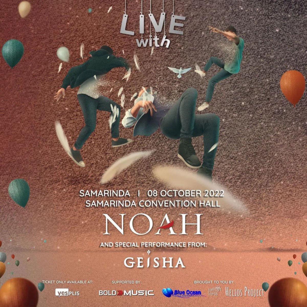NOAH_ID's tweet photo. Hallo Samarinda ! Sampai jumpa di Samarinda Convention Hall pada 8 Oktober 2022 ya. Penampilan kami akan dibuka oleh @geishaindonesia Untuk info tiket dan lainnya silahkan klik https://t.co/mi8zb14PHi #NOAHSamarinda https://t.co/KuOE63MjQJ