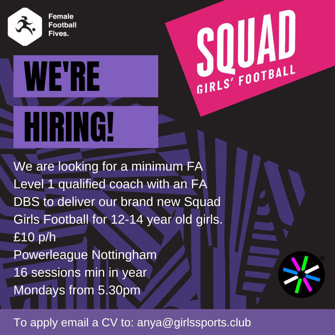 We’re hiring! 

If you’re a qualified FA ⚽️ coach with an in date FBS DBS please drop us an email!