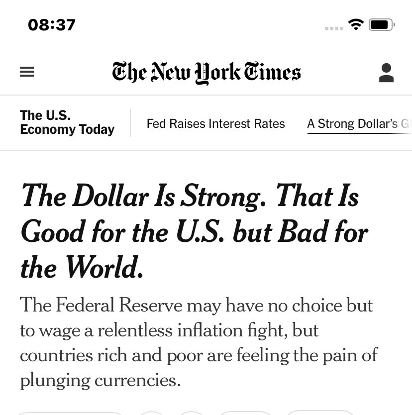 MB7020's tweet photo. @Auralforager @mi53946964 @AlStewartOBE @IMFNews Try Googling the strong US dollar. It’s causing mayhem everywhere. Do some research before telling me to wake up. https://t.co/wvAAMp9Rbn