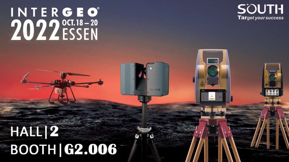 metal_sega's tweet photo. Focuses on Surveying, Focuses on Inspiring
Come and meet us at #Integeo 2022, Oct.18-20 Essen messe. You can get hands-on experience with #SOUTH latest #innovative hardwares such as #Robotic #TotalStation, #3D #LaserScanner, and #GNSS #products, and discuss further #cooperation. https://t.co/Uqo8Uibhzg
