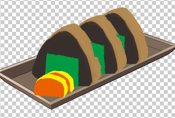 てきとうな色で下塗りしたらカツオのたたきみたいなおにぎりが発生したぜ! 