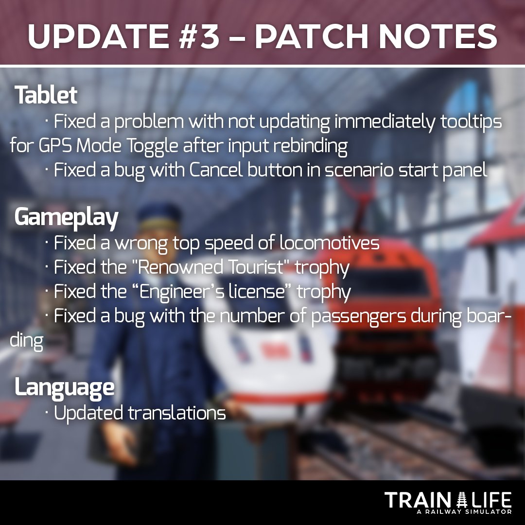 TrainLifeGame's tweet photo. A new update for #PS4 and #PS5 conductors is now available to download. This update will be available in the near future for #Xbox conductors.

See you soon on the railroads! 🚆 https://t.co/jPGgDGlSuZ