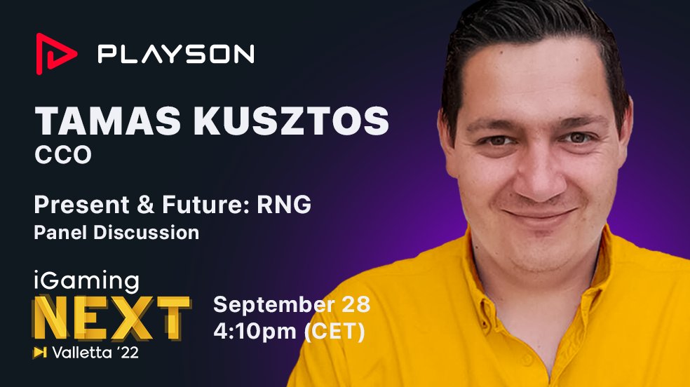 Interested about the future of slots? &#128064;
Then attend the Present &amp; Future: RNG panel at iGaming NEXT Valletta 2022 and see what our CCO Tamas Kusztos, has to say!
   #igaming 
18+ Gamble Responsibly