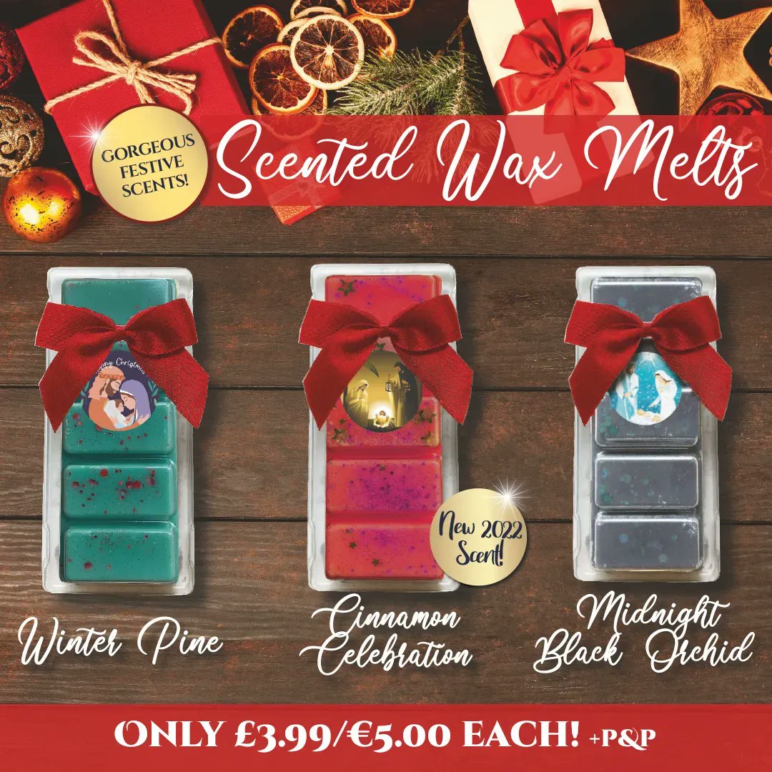 Bible_Alive's tweet photo. NEW scented wax melts - a perfect gift or stocking filler for this Christmas!
Or a little treat just for you!
https://t.co/g7wkMeF1x8
#WaxMelts #Scent #Candles #Burners #Gifts #Christmas #Winter #Cinnamon #WinterPine #BlackOrchid #StockingFiller #SnapBars #Handmade #Festive https://t.co/lCllzh028J