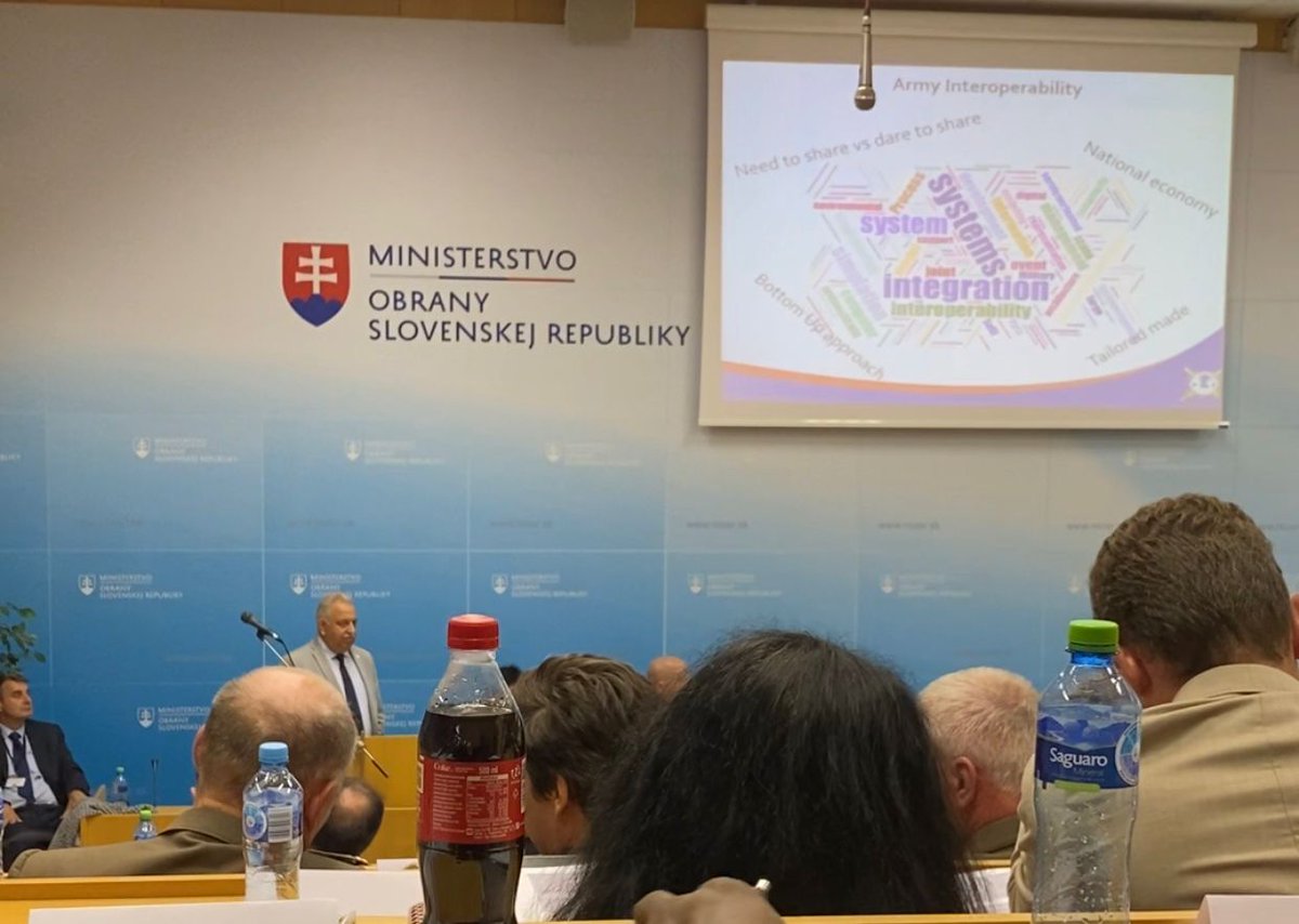 FinabelEAIC's tweet photo. During the Interoperability, Standardization and Modernization Conference, organized by the Defence Standardization Authority in Bratislava, our Director PSec, @BlokkenMario , had a debate in order to discuss about relevant issues concerning #security and #interoperability. https://t.co/gOcXOtOUUf