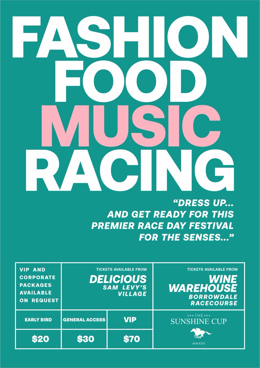 #TheSunshineCup22 🏆🏇🍾🇿🇼

With live performances from Simmy, Mango Groove, Goodluck &amp; Jason Le Roux 🔥🔥🔥

🎟️ Early Bird: $20
🎟️ VIP: $70 

Tickets available from Delicious Sam Levy's Village and Wine Warehouse Borrowdale Racecourse.

bit.ly/TheSunshineCup…