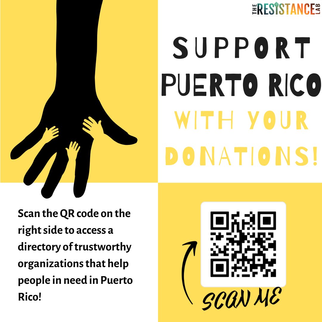 In the aftermath of Hurricane Fiona, Puerto Rico is in serious need of support. Please check out this directory of organizations receiving donations for hurricane recovery work using either the following link or the QR code below. 
docs.google.com/spreadsheets/d…
