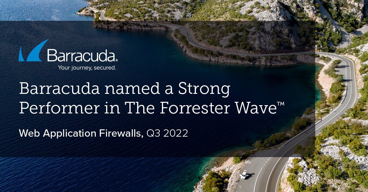 barracuda's tweet photo. See why Barracuda has been named a Strong Performer in The Forrester Waveโข: Web Application Firewalls, Q4 2022 https://t.co/uXTR8tIw93 #ForresterWave #WebApplicationFirewalls https://t.co/zG03R3Duev