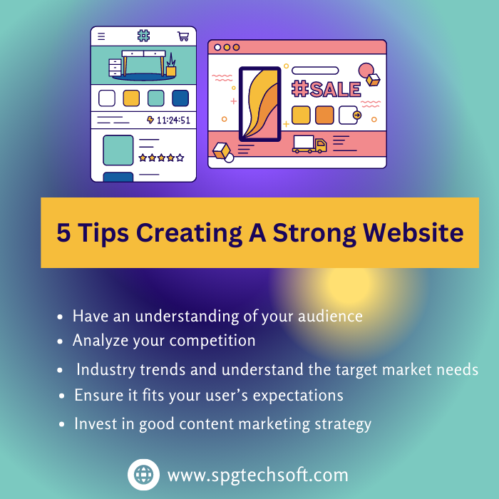 1. Have an understanding of your audience
2. Analyze your competition
3. Watch industry trends and understand the target market needs online
4. Ensure it fits your user’s expectations
5. Invest in good content marketing strategy
Visit  Us At - spgtechsoft.com