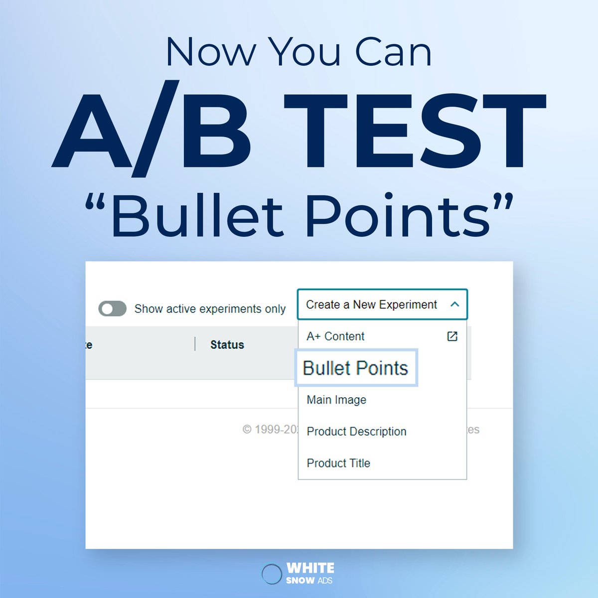 White_Snow_Ads's tweet photo. Amazon has now released A/B Testing Bullet points and product descriptions.
 
Your bullet points and product description should be optimised for better SEO and organic ranking.

#amazonfbalife #amazonfbatips #amazonfbasecrets     #amazonfbaexperts #amazonfbasales https://t.co/LCdIDOjTze