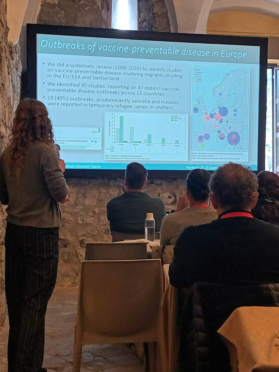 Anna Deal <a href="/StGeorgesUni/">St George's, University of London (1752-2024)</a> speaking about her research on catch-up vaccination for migrant groups in Europe and the importance of checking vaccination background, as well as exploring barriers to access and uptake 💉🏥 <a href="/ESCMID/">ESCMID</a> course on #Migration and #Health