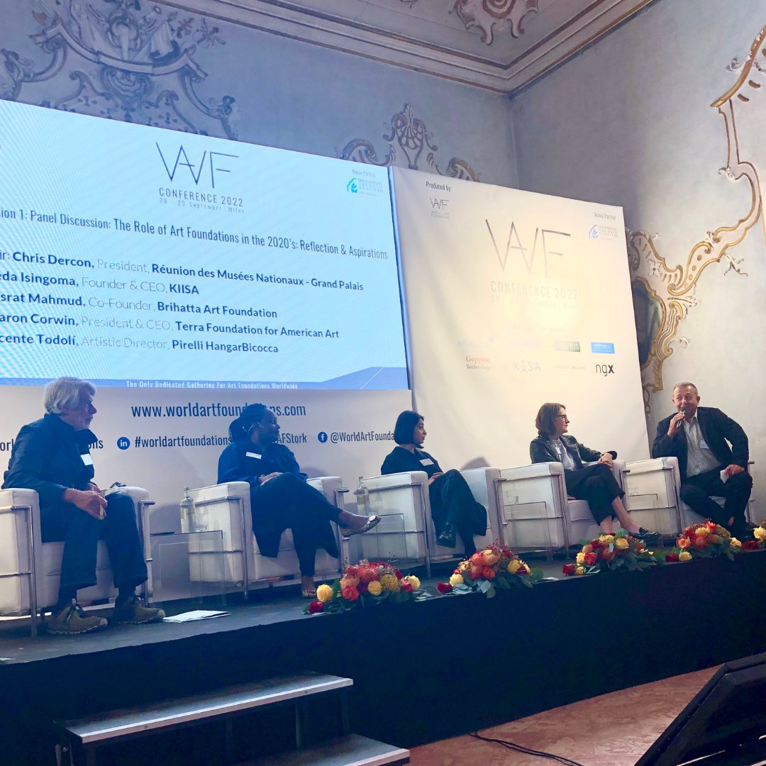 Launched Today: WAF Conference 2022: Session 1: ‘The Role of Art Foundations in 2020’s: Reflection & Aspirations’ Thanks to our panelist’s; Chris Dercon, Freda Isingoma, Nusrat Mahmud, Sharon Corwin, Vicente Todolí @pirelli_hangarbicocca @terraamericaart @kiisa #WAFConference