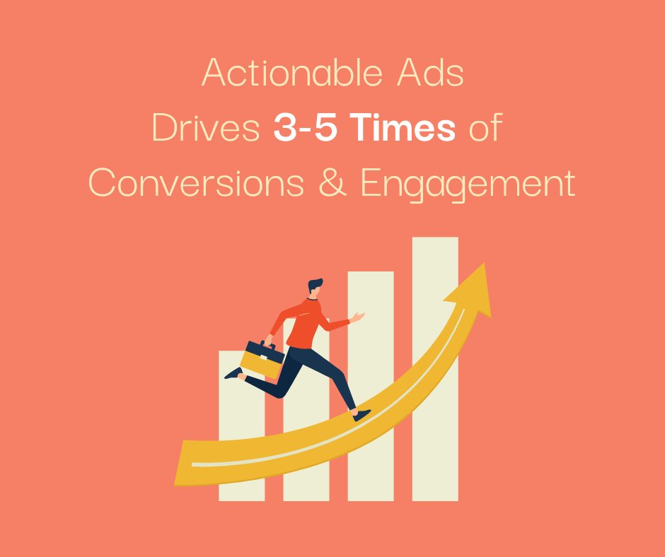 wootag's tweet photo. According to our research &amp; analysis, adding a compelling call-to-action to your ads can drive 3-4 times of conversions and engagement.

The best way to make your ad an actionable one is to imply with interactivity rather than direct.

https://t.co/VXlfIxUzBI https://t.co/IUrqduC8io