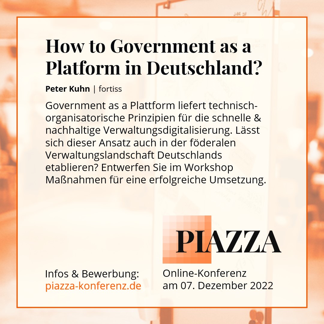 OeffentlicheIT's tweet photo. Kann die #digitaleVerwaltung im föderalen Staat Prinzipien & Ansätze nutzen, die #digitalePlattformen zum Aufbau ihrer #Ökosysteme anwenden? Jetzt zum #piazza2022 Workshop anmelden: https://t.co/b1rcteNkMf #eGov #ozg #FITconnect @nhuKreteP https://t.co/629CWE47mR